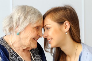 Elderly woman with granddaughter
